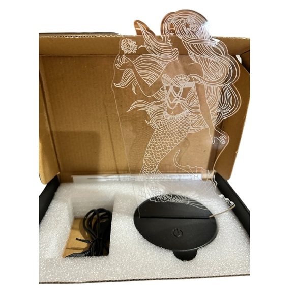 Mermaid LED Night Light with Black Base - Picture 2 of 6